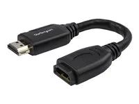Short HDMI 2.0 Male to Female Adapter Cable - Port Extender (HD2MF6INL) - Prodlužovací kabel HDMI - HDMI s piny (male) rovné do HDMI se zdířkami (female) rovné - 15.2 cm - dvojnásobně stíněný - černá - podporuje 4K
