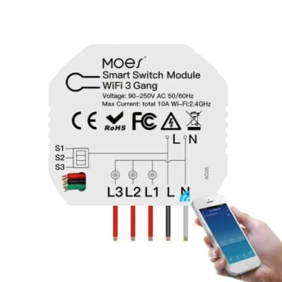 Chytrý ovladač osvětlení MOES Switch Module MS-104C WiFi Tuya