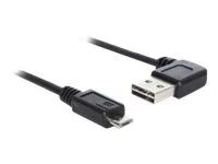 Kabel USB - USB (M) levý/pravý úhel, reverzibilní do Micro USB typ B (M) rovné - USB 2.0 - 50 cm - černá