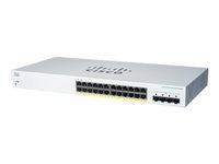 Cisco Business 220 Series CBS220-24FP-4G - Prepínac - inteligentní - 24 x 10/100/1000 (PoE+) + 4 x Gigabit SFP (uplink) - Lze montovat do rozvadece - PoE+ (382 W) - repasováno
