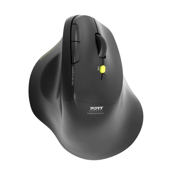 PORT CONNECT ERGO SOFT COLLECTION/Vertikální/Optická/Pro praváky/1 600 DPI/USB+BT/Černá