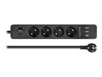 Napájecí pásek - AC 250 V - 4000 Watt - vstup: power CEE 7/7 - výstupní konektory: 4 (3 x USB typ A, 4 x CEE 7/3) - 1.5 m kabel - černá