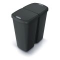 Koš odpadkový COMPACTA Q DUO recyklovaná černá s černým víkem 45l