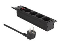 Napájecí pásek (montáž na stěnu) - AC 220-250 V - 3500 Watt - vstup: power CEE 7/7 - výstupní konektory: 4 (4 x CEE 7/3) - 1U - 10" - 1.5 m kabel - černá