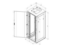 RMA-22-A88-CAX-A1 - 19" stojanový rozvaděč 22U/800x800mm prosklené dveře, IP20 nosnost 800kg světle šedý RAL7035