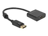 Video adaptér - DisplayPort s piny (male) s jazýčkem do HDMI se zdířkami (female) - 20 cm - černá - aktivní, podpora 4K30Hz