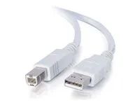 C2G - Kabel USB - USB (M) do USB typ B (M) - 100 mA - 3 m - licna, dvousmerný, up to 480 Mbps - bílá