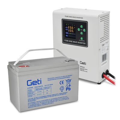 Záložní zdroj GETI GEP501LF sinusový 500W nástěnný + baterie 100Ah