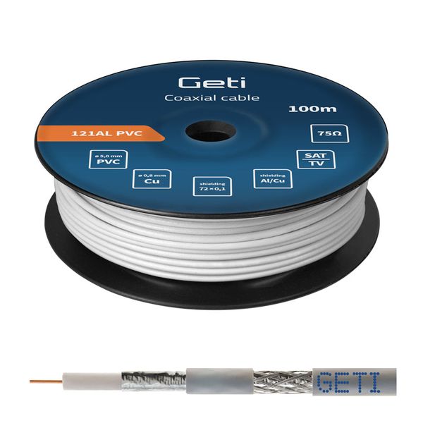 Koaxiální kabel GETI 121AL PVC (100m cívka)