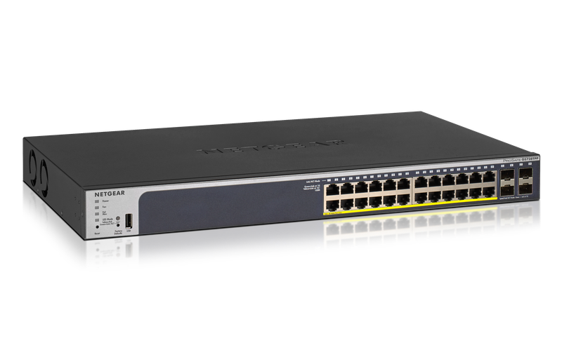 NETGEAR 24-Port Gigabit PoE+ (380W)  SmartManaged Pro Switch with 4 SFP Ports