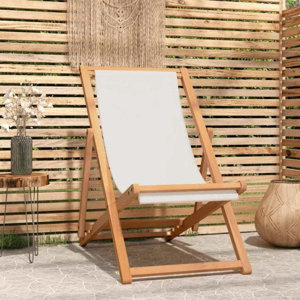 vidaXL Kreslo na terasu, tíkové drevo 56x105x96 cm, krémové