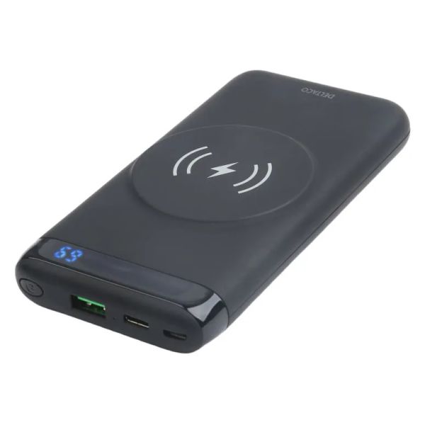 DELTACO PB-Q1003, Qi Powerbank 10000mAh, černá
