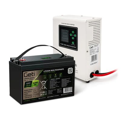Záložní zdroj GETI GEP301LF, sinusový, 300 W (500 VA) + baterie LiFePO4 100 Ah