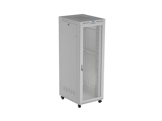 19" Volně stojící racková skříň 47U 800X1000 šedý s perforovanými dveřmi lanberg (flat pack) V2