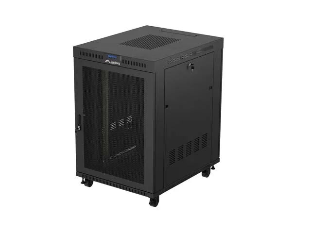 19" Volně stojící racková skříň 22u/800x1000 (flat pack) se síťovými dveřmi lcd černá lanberg V2