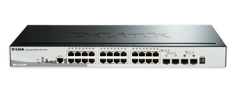 D-Link DGS-1510-28P 28-Port Gigabit Stackable SmartPro PoE Switch 2x SFP, 2x 10G SFP+