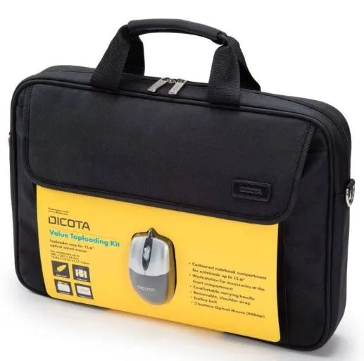 DICOTA Notebook bag Value Toploading 14-16 inch (mouse kit)