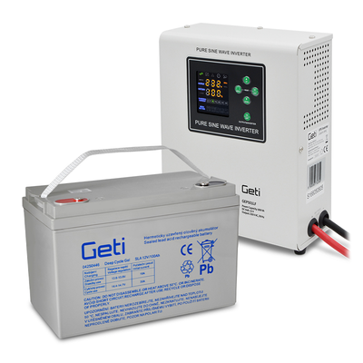 Záložní zdroj GETI GEP501LF sinusový 500W nástěnný + baterie 100Ah
