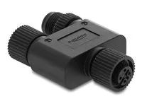 Delock - Fiber-optic splitter - A-coded, 4 pin, 1 x female to 1 x female and 1 x male - černá