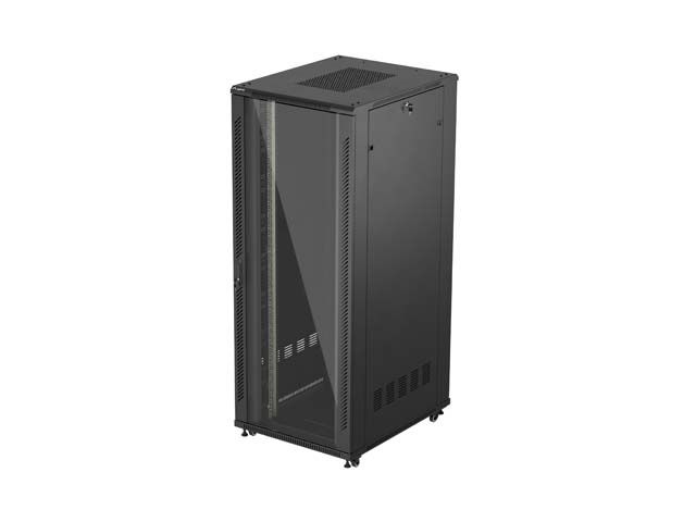 Lanberg 19" volně stojící racková skříň 42u/800x1000 (flat pack) s prosklenými dveřmi černá