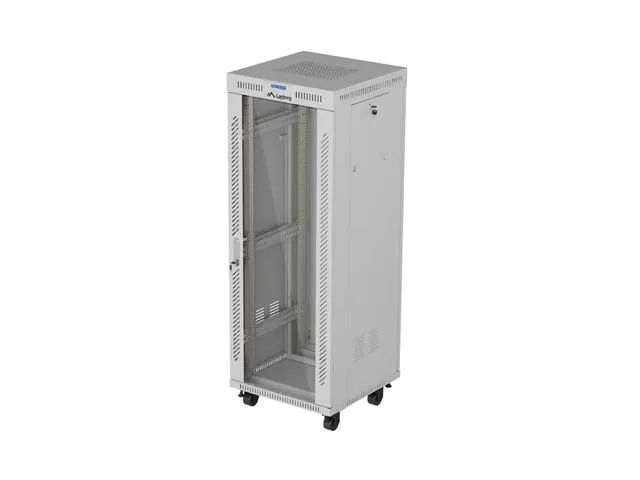 Instalační stojan 19" 32U 600X600 šedé skleněné dveře lcd lanberg (flat pack) V2