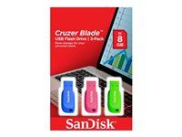 Jednotka USB flash - 32 GB - USB 2.0 - modrá, zelená, růžová (balení 3)