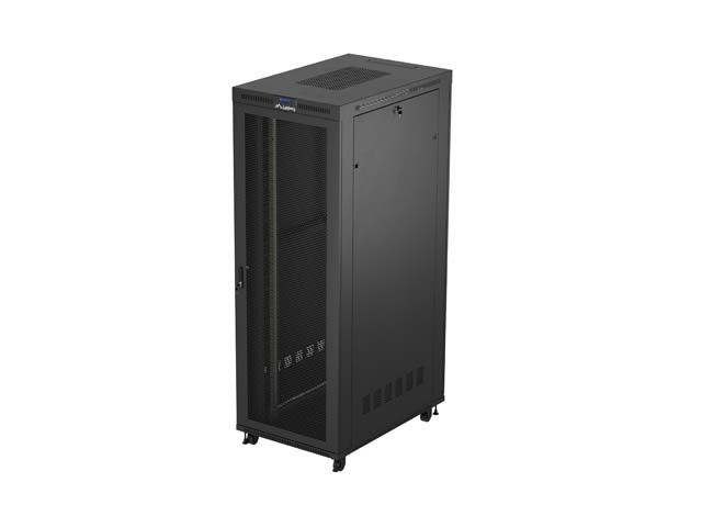 19" Volně stojící racková skříň 47U 800X1200 černý lcd s perforovanými dveřmi lanberg (flat pack) V2