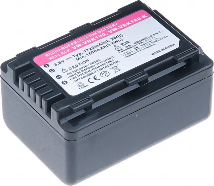 Baterie T6 power Panasonic VW-VBK180, VW-VBL090, 1720mAh, 6,2Wh, černá