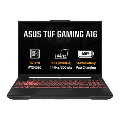 ASUS TUF Gaming A16/FA607NUQ-RL003Z/R7-170/16''/WUXGA/16GB/1TB/RTX 4050/bez OS/Gray/2R