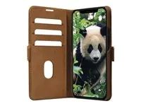 Pouzdro s klopou pro mobilní telefon - lícová useň - bronz - pro Apple iPhone 14 Plus