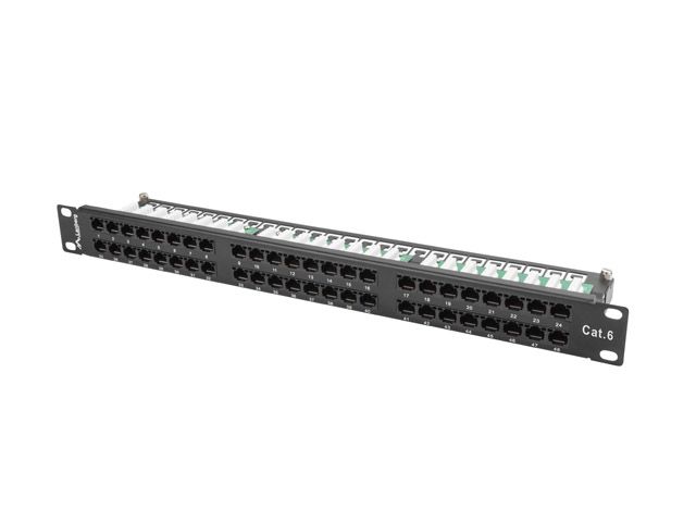Lanberg patch panel 48 portů 1U 19" CAT.6 utp černý