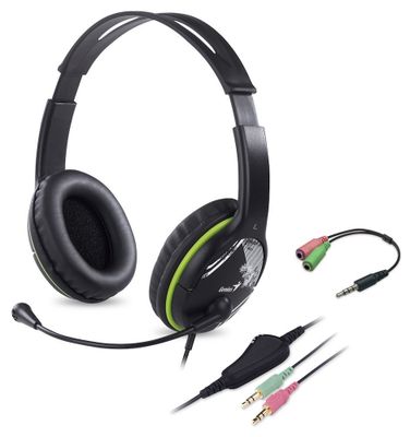 Sluchátka s mik. GENIUS HS-400A green + redukce
