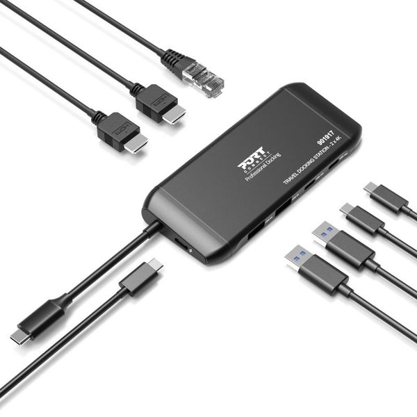 PORT CONNECT Cestovní dokovací stanice USB-C, 2×4K, 7portů, PD100W