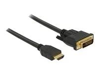 Kabel adaptéru - DVI-D s piny (male) do HDMI s piny (male) - 2 m - trojnásobně stíněný - černá - křídlové šrouby