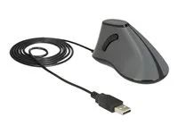 Vertikální myš - ergonomický - pravák - optický - 5 tlačítka - kabelové - USB - šedá, černá - maloobchod