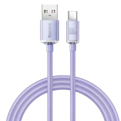 Baseus CAJY000405 Crystal Shine Series Datový Kabel USB - USB-C 100W 1,2m Purple