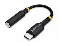 Adaptér USB-C/jack sluchátek - USB-C s piny (male) do 4 pólový mini jack se zdířkami (female) - 12.7 cm - černá