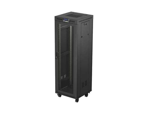 19" Volně stojící racková skříň 37U 600X600 černá lcd s perforovanými dveřmi lanberg (ploché balení)