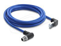 Delock - Sítový kabel - 8kolíkový M12 (M) dolu zahnutý do RJ-45 (M) zahnutý nahoru - 2 m - 6.5 mm - S/FTP - CAT 6a - lisovaný - modrá