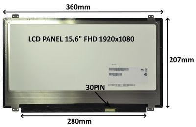 LCD PANEL 15,6" FHD 1920x1080 30PIN MATNÝ IPS / ÚCHYTY NAHOŘE A DOLE