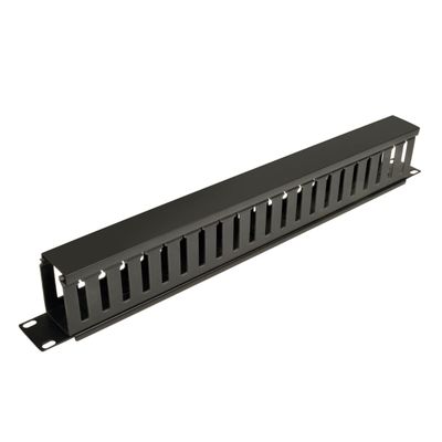 Kabelový manažer horizontální SmartRack 1U, kabelový kanál s výřezy pro kabely a krytem