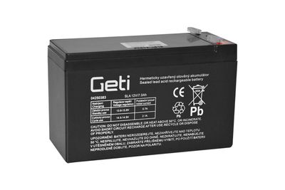 Baterie olověná 12V 7,0Ah GETI (konektor 4,75 mm)