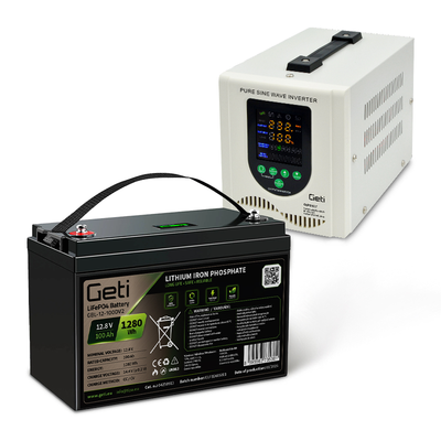 Záložní zdroj GETI GEP500LF sinusový 500 W (800 VA) + baterie LiFePO4 100 Ah