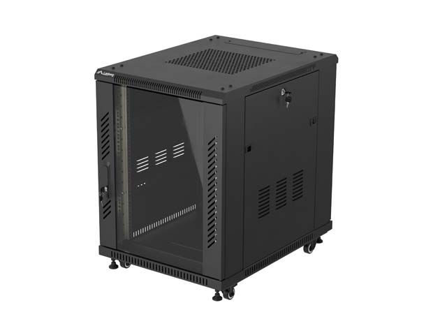 Lanberg instalační rack 19" 15U 600X800 černé skleněné dveře (ploché balení)