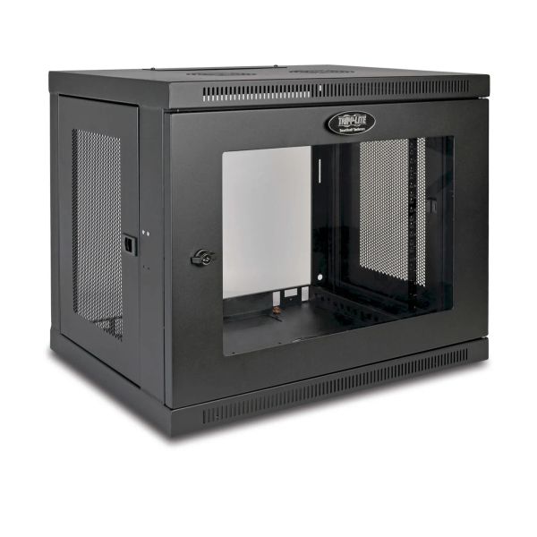 Skříň SmartRack 9U, Mini Rack, Š=600mm, Hl=450mm, hloubka pro přepínače, prosklené dveře, na stěnu