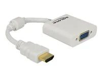Video adaptér - HDMI s piny (male) do HD-15 (VGA) se zdířkami (female) - bílá