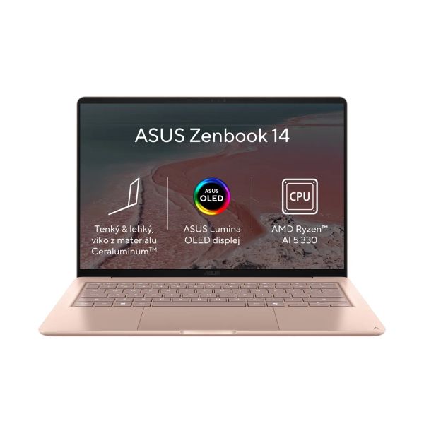 ASUS Zenbook 14/UX3480KA-OLED021W/AI5-330/14''/WUXGA/24GB/512GB/AMD int/W11H/Pink/2R