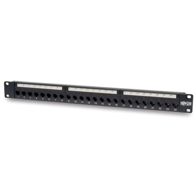 Patch panel průchozí pro montáž do racku 1U, 24x Cat6/Cat5, RJ45 Ethernet