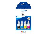 4-balení - černá, žlutá, azurová, purpurová - originální - doplnění inkoustu - pro Epson L380, L395, L495; EcoTank ET-2650, L1455, L656; EcoTank ITS L3050, L3060, L3070