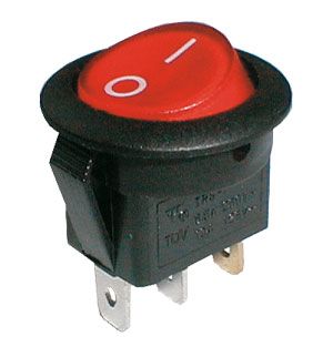 Přepínač kolébkový kulatý prosvětlený 2pol./3pin ON-OFF 250V/6A červený